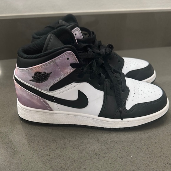 Nike Shoes - Nike Air Jordan Mid Sneakers - Black and White with Pink Accents